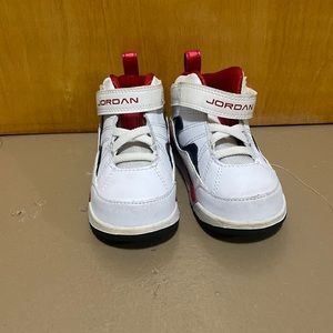 Kids size 7c red and white Jordan’s